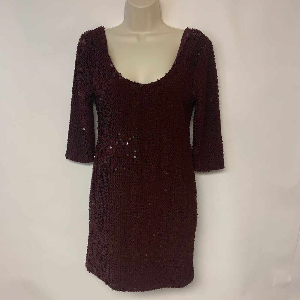 BB Dakota Dress Burgundy Sequins Mini Bodycon Prom Disco Formal NWT Womens SZ S